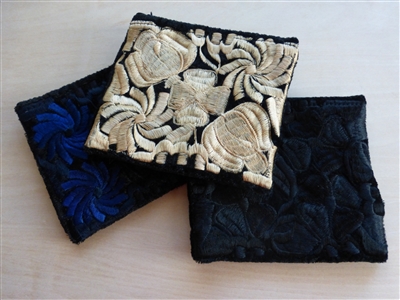 Velvet Embroidered Floral Pouch - Guatemala