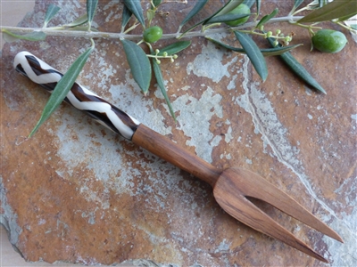 Olive Wood Fork with Batik Handle - 7